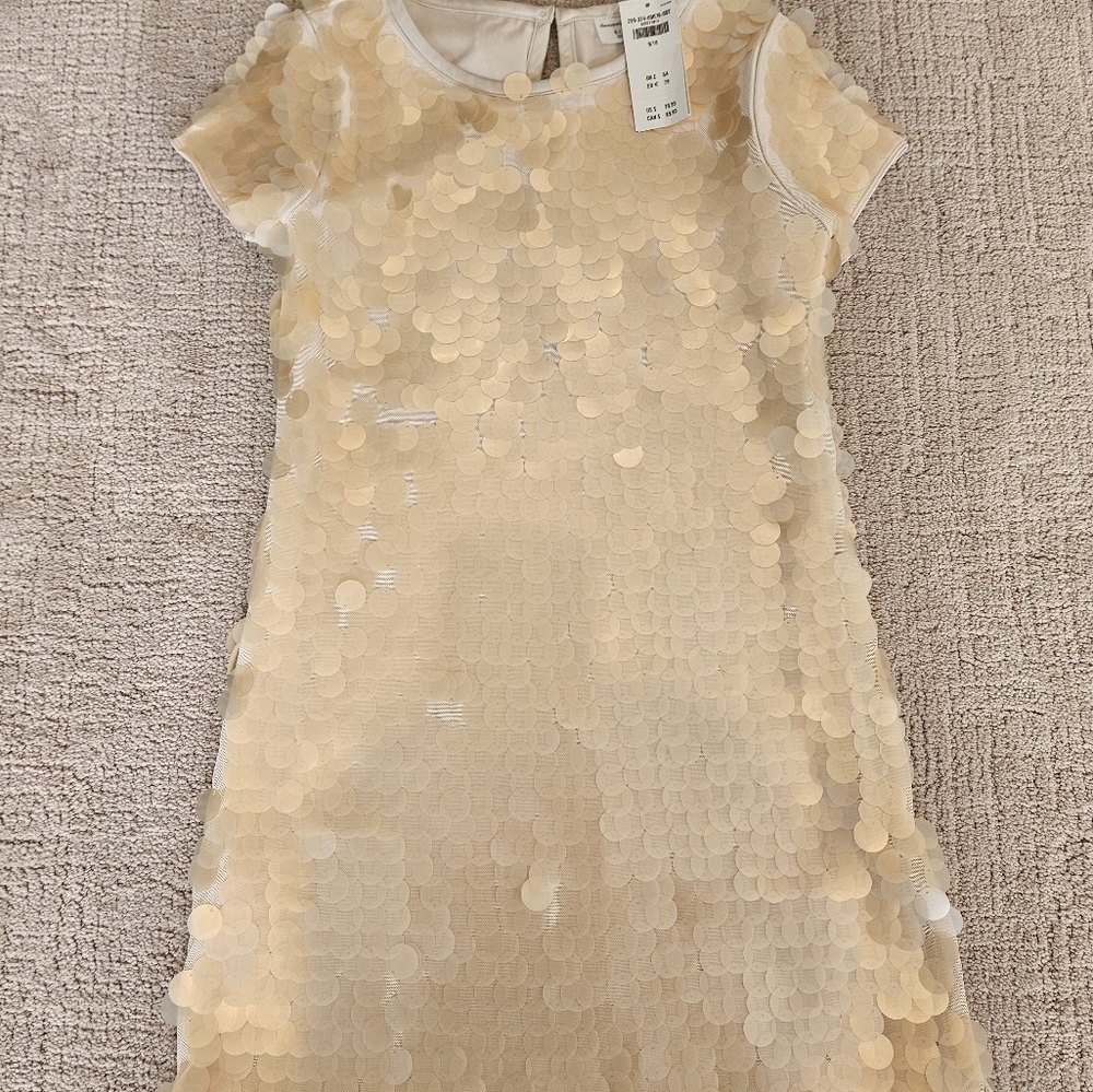 Abercrombie Kids Gold Sheath Dress Cap Sleeve Crew Neck